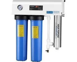 Système de purification d'eau professionnel Easy-Install VHI-SPS203 adapté à l'eau du robinet. Boire, se doucher et cuisiner avec de l'eau potable filtrée pure, purifiée de tous contaminants, bactéries et virus (corona).