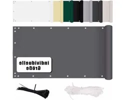 MENGH Balcony Cover, 60 x 550 cm, Privacy Screen, Weatherproof, Easy Care, with Eyelets, Nylon Cable Ties and Cord for Gardens, Camping and Leisure, Grey