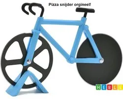 *** Fiets Pizzames - Fiets Pizzasnijder - leuke pizzames - Komische mes - Pizza - Bakken - Blauw- top Cadeau - van Heble® ***