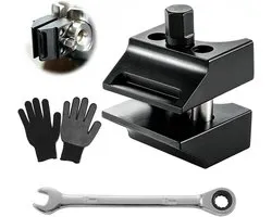 Spreider gereedschap, universele asbeenspreider met gedeelde naaf, dubbelzijdig staal, met moersleutel en handschoenen, schokdemper gereedschap incl. adapter voor VW, auto en auto