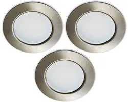 Trango LED Meubelinbouwspots Set van 3 – 12V AC/DC – G4E-32N Mat Nikkel – G4/MR16/GU5.3 – Inbouwlamp voor Keukenkast, Plafond, Afzuigkap, Vitrine