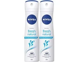 NIVEA Fresh Natural Deodorant Spray - Aluminiumvrij - Alcoholvrij - 48u bescherming - Duopack - 2 x 150 ml