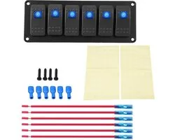 Shopcentral - Focket Rocker Switch Panel - Multifunctioneel - Waterproof - Blauw - LED-schakelaars - Geschikt voor auto, caravan, boot - 6-snelheden