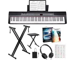 Finesse Digitale Piano - 88 Gewogen Toetsen - Statief & Kruk - Keyboard Piano - Elektrische Piano - Volwassene & Kind