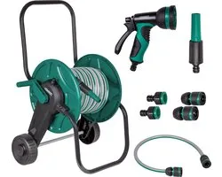 VONROC complete slangenwagen set | Incl. 20m tuinslang, 3 sproeistukken, slangkoppelingen en kraanaansluiting