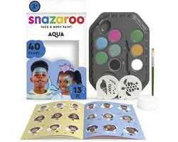 Snazaroo 1172191 Ocean & Underwater Face Paint Kit – Kinder Schminke – Aqua Schminke Set met Stencils – 13-delig, Hypoallergeen