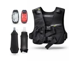 Medure Hardloopvest Met Verlichting - 2 Drinkflessen - Telefoonhouder - Loopvest - Drinkhouder - Hydratatievest - Drinkvest - Soft Flask 500ml - Oplaadbare lampjes