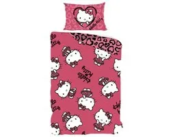 hello kitty dekbedovertrek - 1 persoons - met kussensloop - 140x200 cm