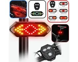 SET met Knipperend FIETS ACHTERLICHT met Geluidseffecten en Richtingaanwijzer, Draadloze Afstandsbediening, 5 Verschillende Verlichtingsmodi, USB-oplaadbaar