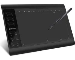 DrPhone DrawXT2 Tekentablet – Grafisch Tekenblok – 8192 Drukniveaus – 12 Sneltoetsen – Batterijloze Pen – USB – Zwart