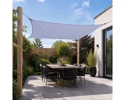 TuinChamp Voile d'ombrage polyester gris 4x4m - Étanche - Carré - Pare-soleil balcon - Toile d'ombrage - Pare-soleil de jardin