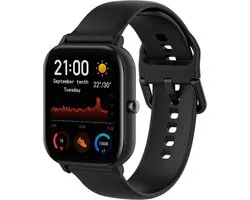 Bracelet en Siliconen - convient pour Amazfit GTS / GTS 2 / GTS 2E / GTS 2 Mini / GTS 3 / GTS 4 / GTS 4 Mini / Bip / Bip U / Bip Lite / GTR 42 mm / Pop / Pop Pro - noir - taille L