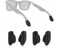 Embouts antidérapants pour branches de lunettes - 2 paires - Crochets d'oreille en silicone & Embouts auriculaires - Convient pour Meta Ray-Ban Wayfarer, Skyler, Headliner & Lunettes connectées - 2,5 x 1,3 cm - Noir