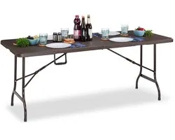 table de jardin pliante relaxdays - table à manger - table pliante - aspect bois - 180 cm marron