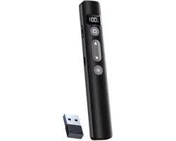 LETH - Clicker de présentation - Présentateur sans fil - Pointeur laser - Télécommande PowerPoint - Zwart
