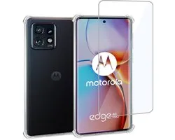 Geschikt voor Motorola Edge 40 Pro - Hoesje + Screenprotector – Gehard Glas Cover + Shock Proof Case - Transparant
