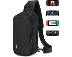 Herentas schoudertas voor Nintendo Switch 2, Steam Deck en ROG Xbox Ally - Beschermhoes met 10 gamecartridges en draagbare slingbagcase