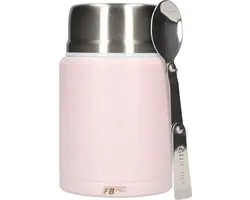 Thermos Voedselcontainer met Lepel - Thermoskan - Thermosfles - Voedsel container voor soep, noodles, babyvoeding, havermout, ijs en meer! - Yoghurt beker to go - Thermosbeker voor het meenemen van eten - Licht Roze - 450ml