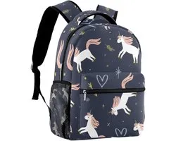 Travel Backpack Cartoon White Uni-Corn Printing Laptop Backpack Lightweight Hiking Backpack Fashion Hiking Backpack for Camping Sport Dailyuse, Backpack 1300, One Size