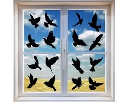 Raamstickers vogels statisch - Vogelbescherming stickers - Raamstickers - Zwart - Verplaatsbaar - Vogelbescherming - 22*30cm - kunststof