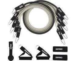 Zipro® Set Reistance Tubes met accessoires - 11 elementen - Expander tubes - Resistance Band Set - Gymnastiekbanden, Trainingsbanden - Geschikt voor Fitness, CrossFit & Functional Training - Sport Gewichten voor Thuis