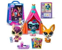 Littlest Pet Shop Pyjama Party-figurenset serie 5, dieren #423-425 + accessoires, beweegbare verzamelbeeldjes 4+