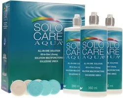 SOLOCARE AQUA Multipack - 3 x 360ml + 3 porte-lentilles - Lens Solution