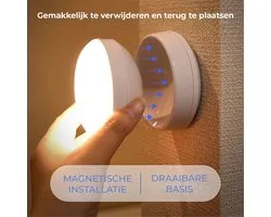 Webzon - Magnetische LED Wandlamp met Bewegingssensor – Draadloos, USB Oplaadbaar & 360° Draaibaar – Wandlamp Zonder Boren voor Binnen – Ideaal voor Gang, Kast, Keuken, Badkamer en Slaapkamer