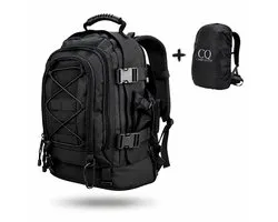 CarryQuest® - 65L Tactical Backpack - Grote Hiking Rugzak van Nylon met Polyester Voering, Rugventilatie, Verstelbare Borstgordel & Front-/Toploader - Outdoor, Camping & Survival - 38x33x53 cm - Zwart