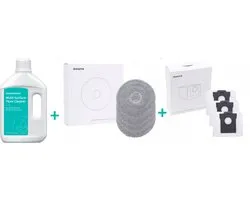 Dreame Multi-Surface Floor Cleaner - Produit de nettoyage - AWH6 - 1000ml + 4 x SERPILLÈRES + 3 x SACS À POUSSIÈRE pour Dreame L10s pro Ultra / Heat X30, X40, X50, L40, MOVA P10, E30 et P50 - Kit de produits originaux de la marque DREAME