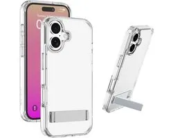 Cellularline Clear Stand Étui - Compatible avec iPhone 17 - Support intégré & Anti-jaunissement - Transparent