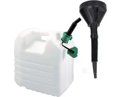 EDA Fuel jerrycan - blanc - plastique - 20 litres - avec entonnoir de remplissage - 39 cm