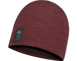 Buff Knitted & Fleece Solid Maroon - muts