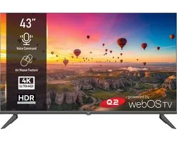Q.2 | Téléviseur 43 pouces | 4K UHD 3840 x 2160 | Télévision connectée | HDR | Conception sans bordure | Wi-Fi, Bluetooth | WebOS