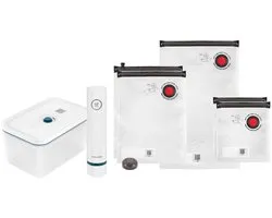 Zwilling Fresh & Save Vacumeermachine – 7-delige Startset Vacuüm Sealer – La Mer - Vacuümzakken (5x) – Plastic Vacuüm Bewaardoos (1x) – Vacuümpomp (1x)