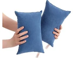 BEDSUM 2 Pcs Small Pillows,11 x 7 Inch Microfiber Mini Pillows for Travel, Pets, Soft and Machine Washable Small Pillows for Neck, Wrist and Knee, Denim Blue