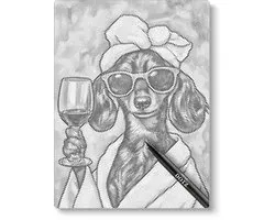 Chien au vin | Dot painting | 40x50cm | Dot painting | Oh My Dotz | Points | Diamond painting & Peinture par numéros alternative | Happy hobby