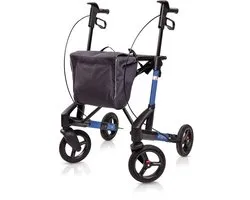 Rollator Topro Troja 5G 'Black Series' – Maat Medium – Oceaanblauw – Zachte Soft Wielen – Inclusief Rugsteun