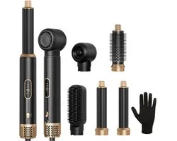 Nextora 5-in-1 Airstyler - Fohnborstel - Krulborstel - Multistyler - Stijlborstel - Alle Haartypes - Zwart/Goud