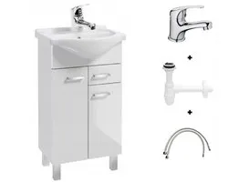 Deftrans Mea - Wastafelmeubel - Wit Glans - Inclusief Bateria & Syfon