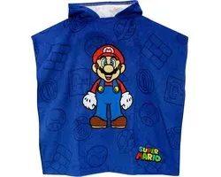 Super Mario - Poncho - Badponcho - Handdoek - Sneldrogend - Blauw - 50 x 100 cm. - Mario Bros