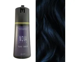 Shampooing colorant instantané Nova Hair Noir Blue - Riche en extraits naturels - Couvre les Cheveux Grijs - Shampooing colorant pour hommes et femmes - NovaHair - Shampooing Nova Hair Blue - 200 ml