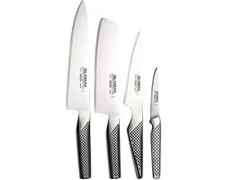 Ensemble de couteaux Global 4 pièces - Couteau de chef, Couteau universel, Couteau à hacher, Couteau Office
