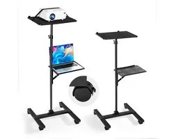 VEVOR Projector Stand, 2 Shelves Laptop Floor Stand, Projector Stands Table met Verstelbare Hoogte 860 tot 1360mm, I-Beam Frame Projectors Stands Tripod voor Meetings, Outdoor Films, Video Stand