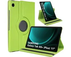 Étui rotatif - Étui rotatif pour tablette - Étui Multi support Convient pour : Samsung Galaxy Tab A9+ (Plus) 11 pouces 2023 (SM-X210, SM-X215, , SM-X216, SM-X218) Vert