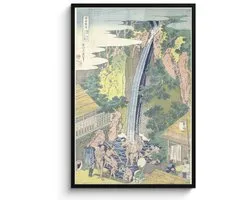 Affiche avec cadre La cascade de Roben à Oyama dans la province de Sagami - Peinture de Katsushika Hokusai - 80x120 cm