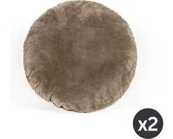 TISECO HOME STUDIO - Kussen (gevuld) - CRYSTAL VELVET - 100% polyester - Rond - 38 cm - Taupe