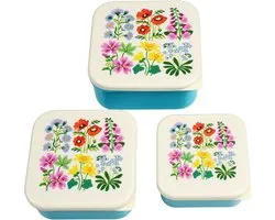 Snackbox / Lunchbox (3st.) Wild Flowers van Rex London