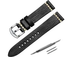 ADDIESDIVE Vintage Leather Watch Strap Quick Replacement Steel Buckle Watch Strap 20mm 22mm Multi Colour Black Blue - ShopVlot
