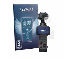 3 Stuks Savvies Screenprotector - geschikt voor Insta360 Luna Pro (Display + Lens) - beschermfolie glas transparant